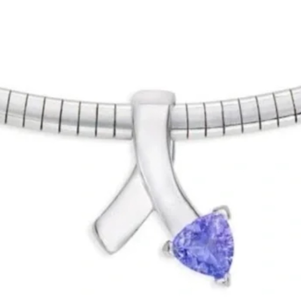 NWT Safi Kilima 18 inches tanzanite stone slide on silver omega chain necklace